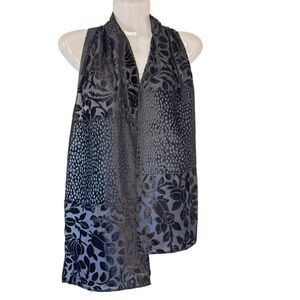April Cornell Velvet Burnout Scarf Black Floral and Animal Print Patchwork BOHO
